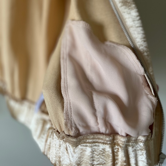 Anthropology J.O.A. Gold Silk-look Bomber Zip-up Rockstar Lightweight Jacket L - Picture 7 of 11